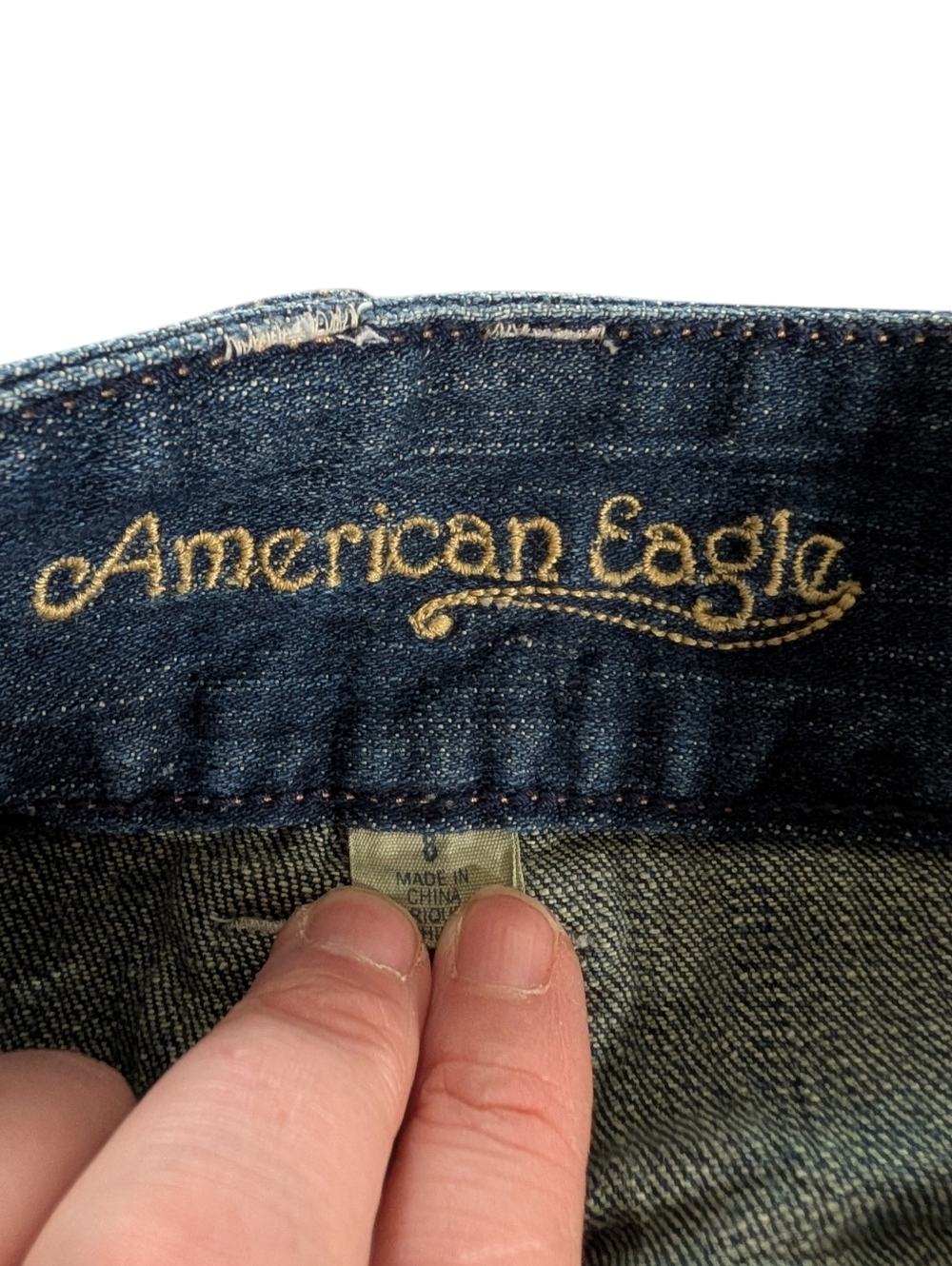 American Eagle Denim Cargo Mini Skirt Size 8 Y2K Utility Jean Skirt Low Rise - Picture 5 of 8